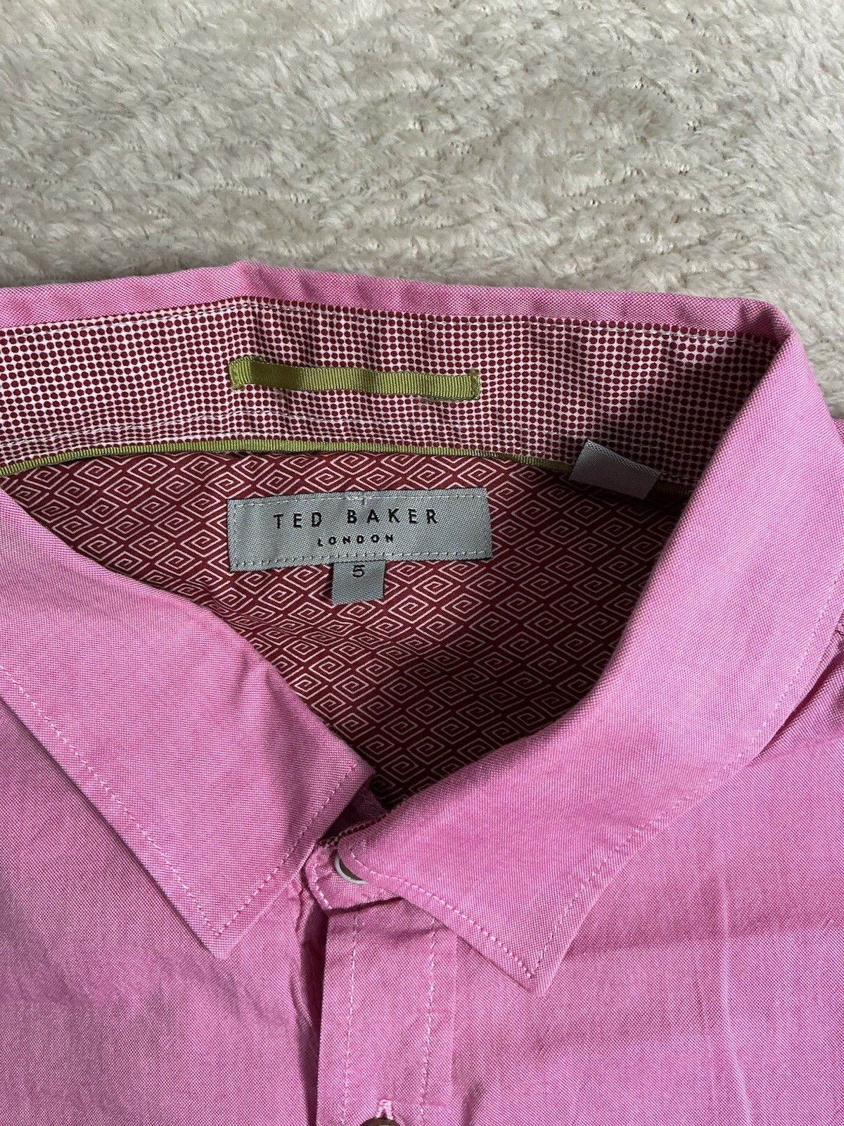 Mens Ted Baker Long Sleeved Shirt Pink Size 5 image 4