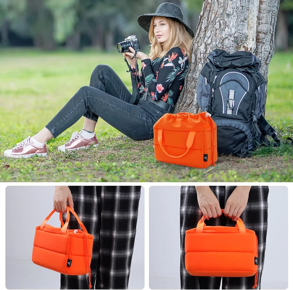 Koolertron Shockproof Camera Photo Bag for SLR TLR Orange with Straps  - Image 2 of 4