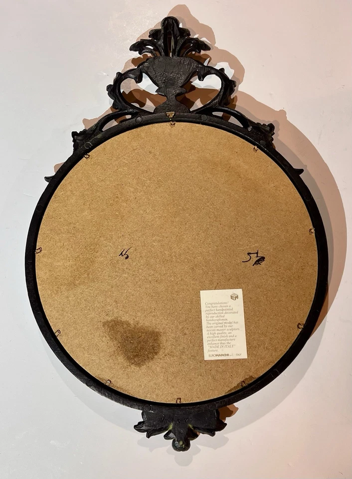 "Espejo de pared vintage italiano EuroMarchi pintado a mano ornamentado enmarcado 14"" x 22""" Foto 3 de 4