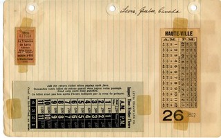 26DD517 1940s/50s LEVIS QUEBEC TRAMWAY CO TICKET TRANSFER