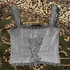 Lioness Palmer grey whimsical corset milkmaid style top