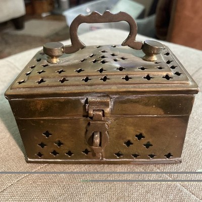 Vintage Solid Brass Cricket Box Hinged Lid Pakistan