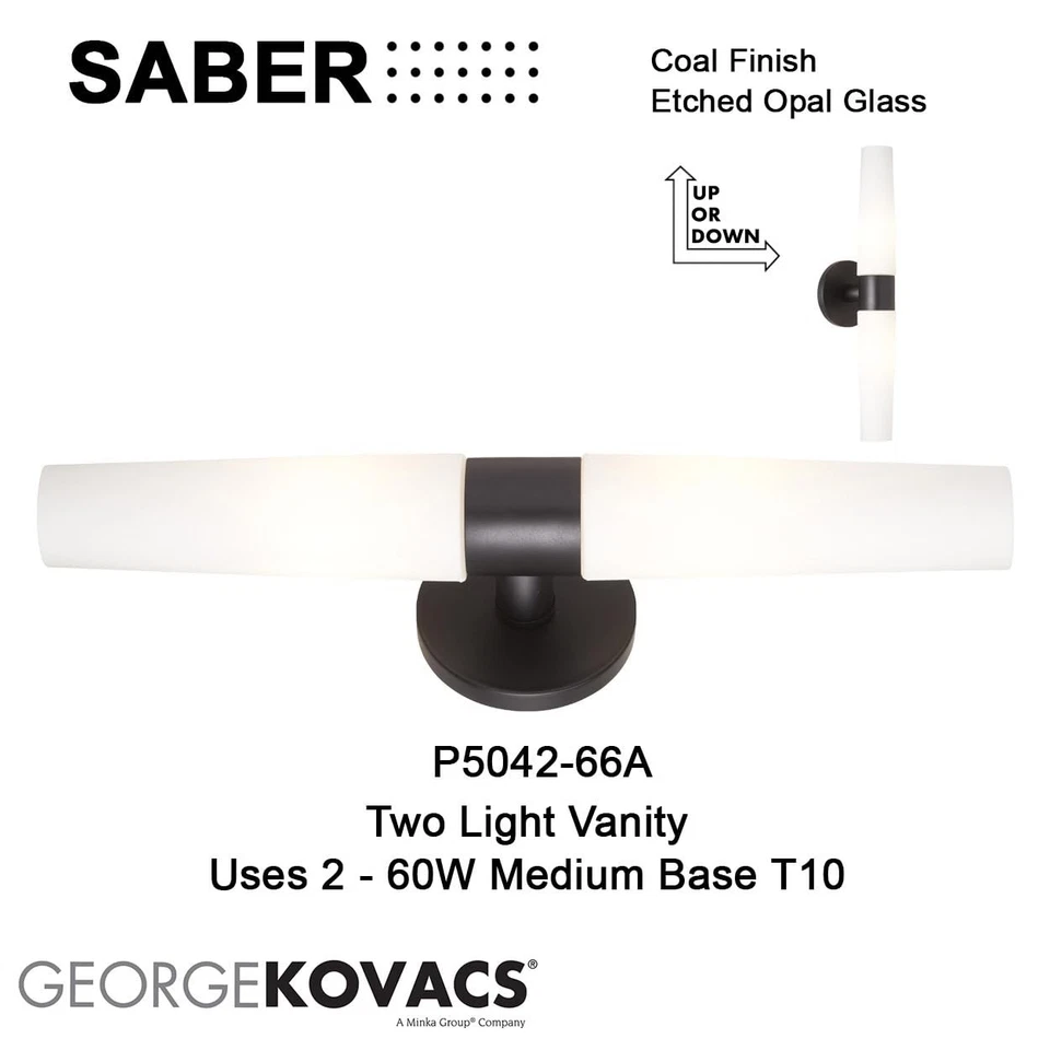P5042-66A Saber Wall Sconce, 2-Light, 120 Total Watts, 5-in H x 20.25-in W, C... - Image 4 of 4