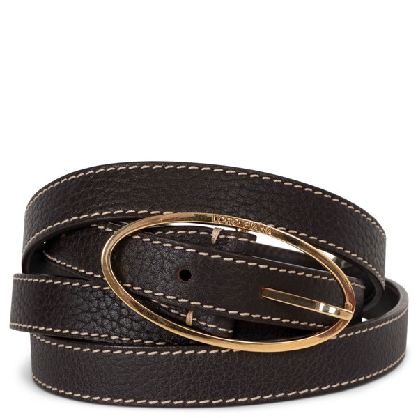 72839 authentischer Loro Piana dunkelbrauner Ledergürtel DOPPELT GEWICKELT 80