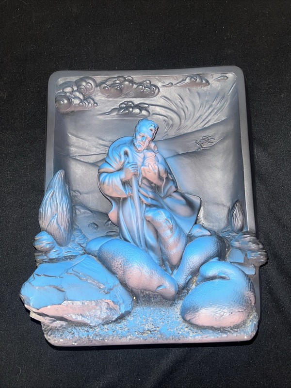 Vtg Jesus The Shepard High Relief Chalkware Art Victor Plaque Creative Arts Inc.