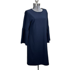Banana Republic Trumpet Bell Sleeve Shift Dress Navy Blue Size Medium Stretch