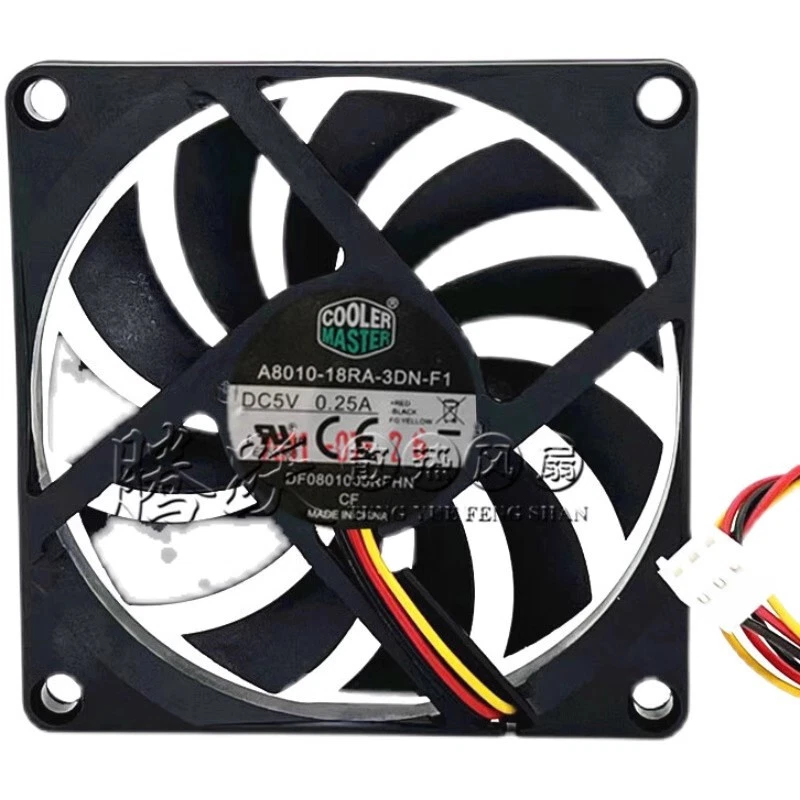 COOLER MASTER A8010-18RA-3DN-F1 5V 0.25A 8010 8CM 3-pin cooling fan - Image 3 of 3