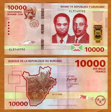 Burundi, 10000 Francs, 2022 (2023), P-New, UNC New colors, Improved security