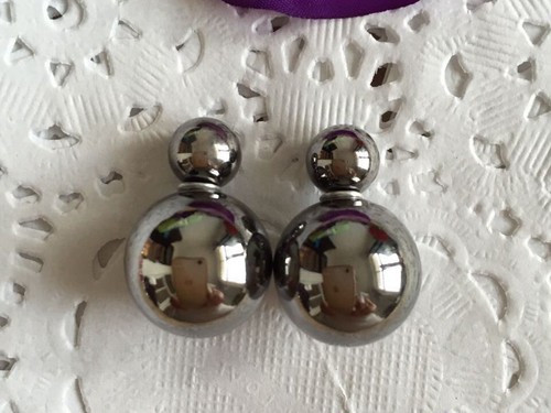 10 Pairs Metallic Color Acrylic Double Side Front and Back Post Ear Stud Earring - Picture 12 of 17