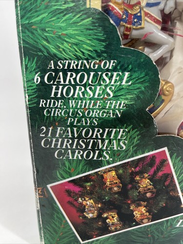 VTG 1992 MR CHRISTMAS Holiday Carousel Calliope 6 Horse 21 Carols Musical Lights - Picture 2 of 12