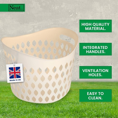 Plastic Round Laundry Basket For Washing Clothes, Storage Baskets Organiser - Picture 4 of 82