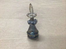 Egyptian perfume bottle, 22k Trim, Vintage, Small, Glass, Dainty, Decorative 