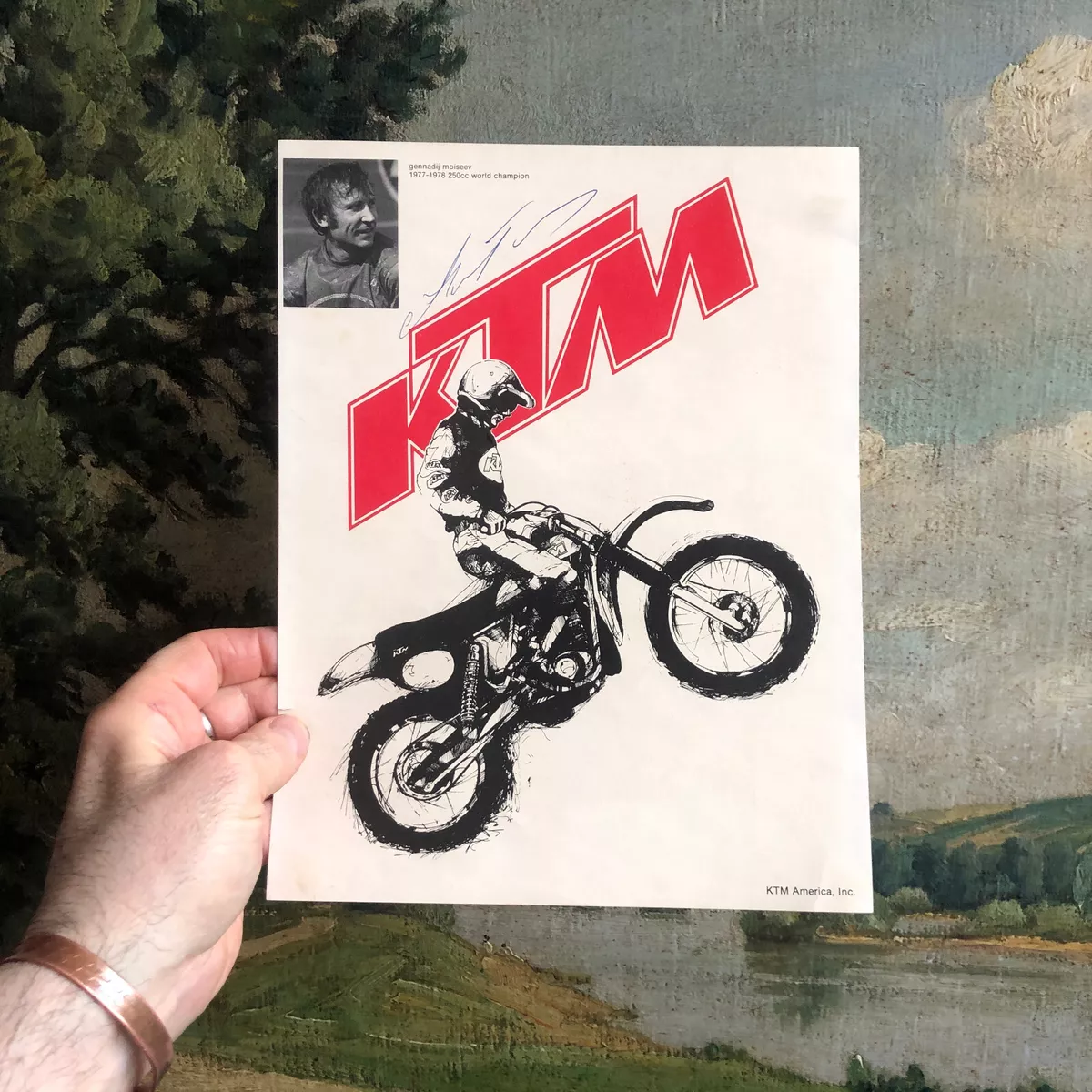 Signed KTM Motocross Poster 1977 Gennadij Moiseev 250cc World Champion  Motocross