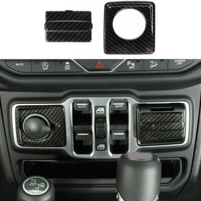 2001 jeep wrangler cigarette lighter Cigarette Lighter+USB Socket Cover Trim for Jeep Wrangler JL JT 18+ Carbon  Fiber