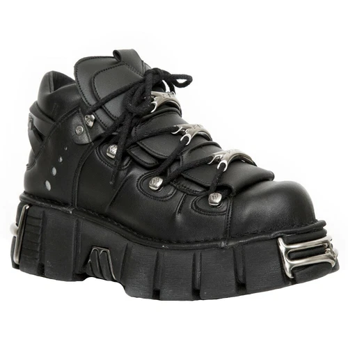 New Rock Boots M-106-VS1 Unisex Metallic Black Vegan Leather Gothic Punk Rock
