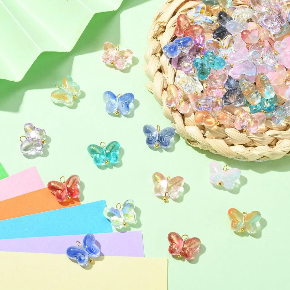 Амулеты-бабочки из хрустального стекла для мелких животных для рукоделия серьги 100 шт. - Изображение 4 из 4