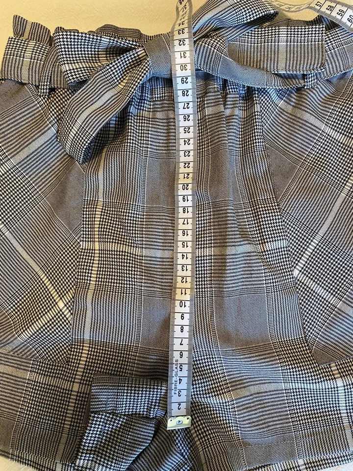 Хлопок на 10 S талии галстук середины подъема бумажный пакет гончая шорты черный белый чек - Изображение 4 из 4