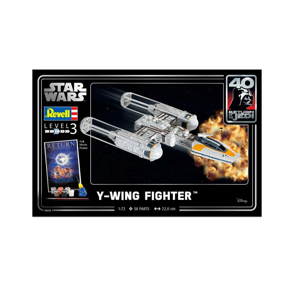 Revell 1:72 Y-Wing Fighter Kids/Teens Scale Model Replica Toy Gift Set 10y+