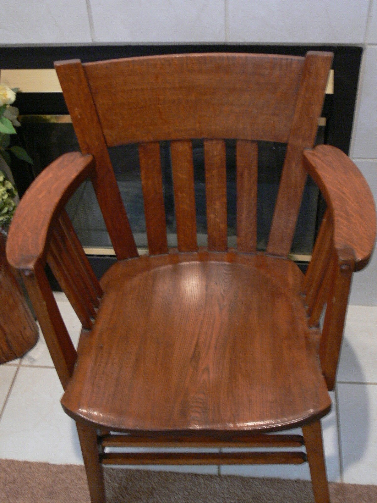 Solid Tiger Oak Stickley style Arm chair wheels Furniture Made USA Label Mission eBay
