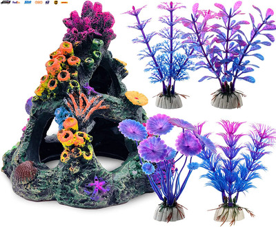 Aquarium Colorful Coral Reef Set Fish Tank Decoration Mountain Ornament for Aqua