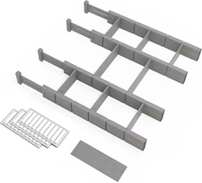 Spaceaid Bamboo Drawer Dividers with Inserts and Labels, Kitchen Adjustable Draw