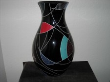 Vintage MCM Modernist Black Glass Vase