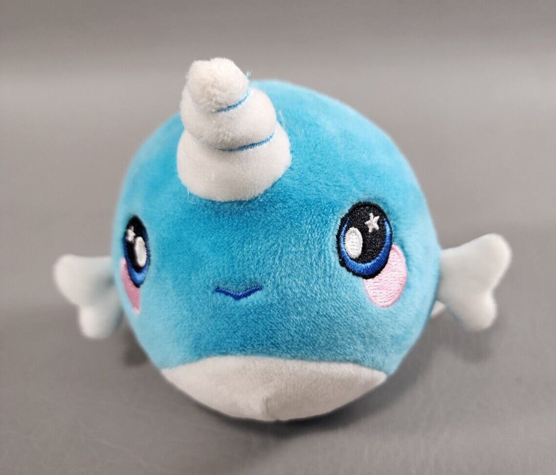 Squeezamals Series Nadia Narwhal Blue Squishy Plush Animal