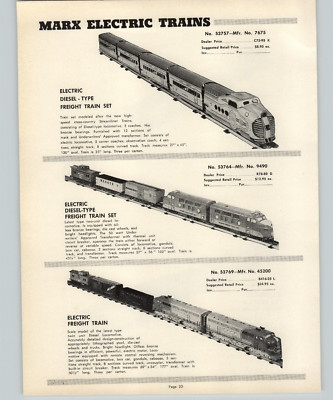 1952 PAPER AD 9 PG Marx Toy Mechanical Train Sets Twin Diesel