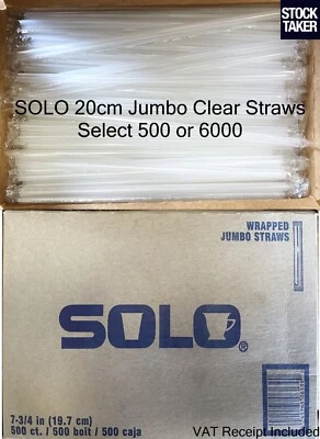 (500-6000) Solo 20cm Jumbo Clear Individually Wrapped Drinking Straws Cocktails