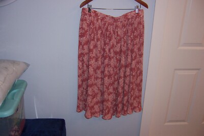 Alice Blue 1XL Women' Brick Red/Salmon Midi Skirt Pleated Tie Elastic Waist 