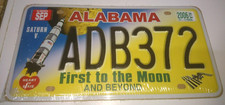 PLAQUE IMMATRICULATION LICENSE PLATE AMERICAINE USA ALABAMA FIRST TO THE MOON AD