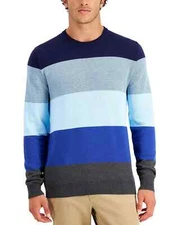 Club Room Men's Striped Lightweight Sweater Navy Combo
