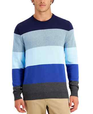 Club Room Men's Striped Lightweight Sweater Navy Combo