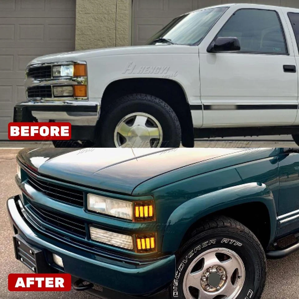 Lámpara LED secuencial luces marcadoras laterales de esquina para 94-98 Chevy C/K 1500 2500 3500 Foto 2 de 4