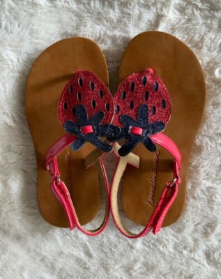 Hanna Andersson Girls Strawberry Sandals Sz 11/12M Sparkle