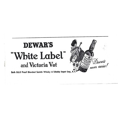 Dewar White Label Victoria Vat Scotch Whisky 1950s Vintage Print Ad