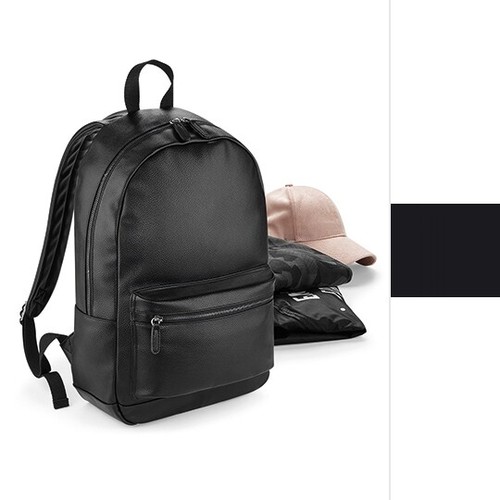 Sac à Dos BagBase En Simili Cuir Noir - 18 Litres, Style Urbain - Neuf Avec étiquettes, Pour Homme