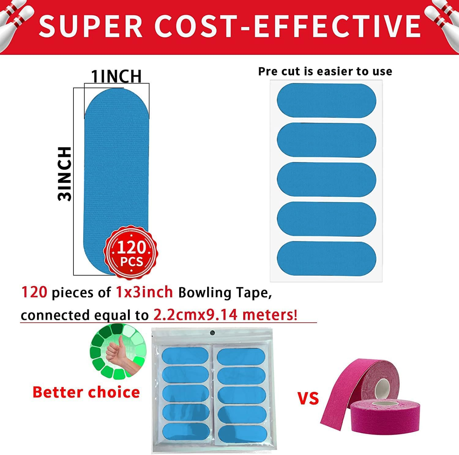 120 Pcs Bowling Thumb Finger Protective Tape Bowlers Accessories for