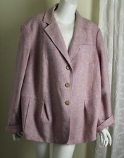 Talbots Sz 24w 2x Pink Purple Melange Woven 100% Wool Blazer Jacket