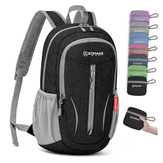 10L Small Packable Hiking Backpack - Lightweight Hiking Daypack - Tear Black