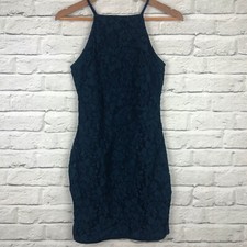 Missguided Ladies Navy Blue Lace Crochett Strappy Dress Size UK8 BNWT