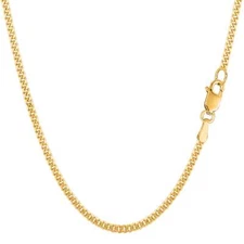 14k Yellow Real Gold Gourmette Chain Necklace, 2.0mm, 18"