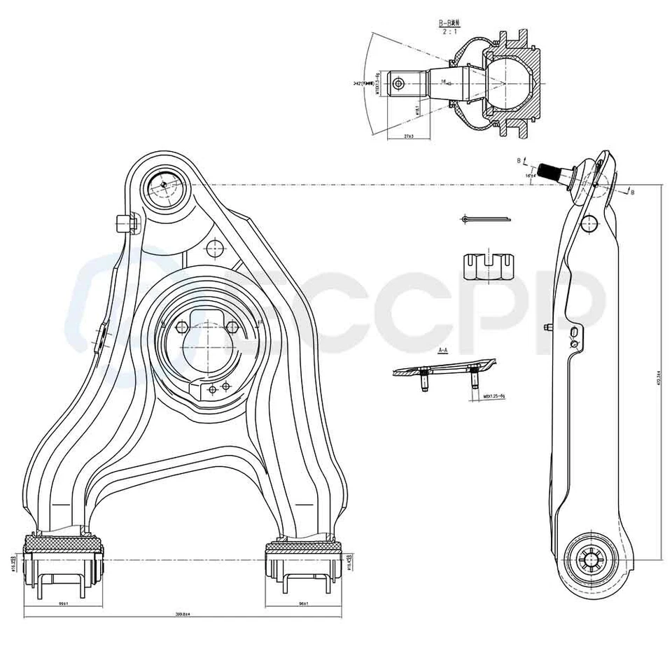 Kit de suspensión de brazos de control inferiores superiores delanteros 2x2 para Ford F-150 F-250 Foto 3 de 4