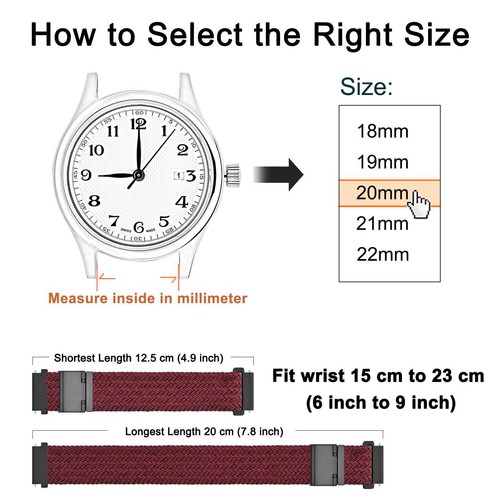 Wocci 2 STCK. Gewebte Nylon Uhrenarmbänder 18 mm 19 mm 20 mm 21 mm 22 mm Schnellspanner - Bild 145 von 190