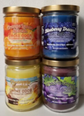 Smoke Odor Exterminator 13 oz Jar Orange Lemon Splash Assorted Set of 4 Candles.