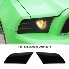 Front Headlight Lamp Cover Trim Decoration For Ford Mustang 2010-14 Smoked Black