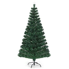 Goplus 6-ft Pre-lit Flocked Artificial Christmas Tree with LED Lights