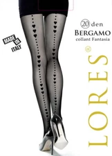 Lores 'Bergamo' sensual matte women's tights with heart pattern 20 Den Black