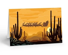 Desert Sunset Western Christmas Card-18 Boxed Arizona Christmas Cards -40045