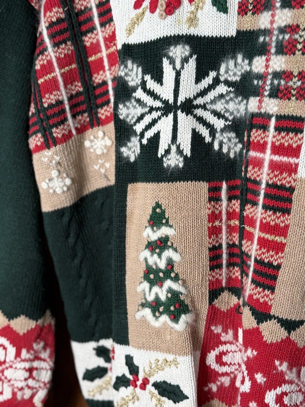 Vintage Classic Elements Patchwork Christmas Swea… - image 9